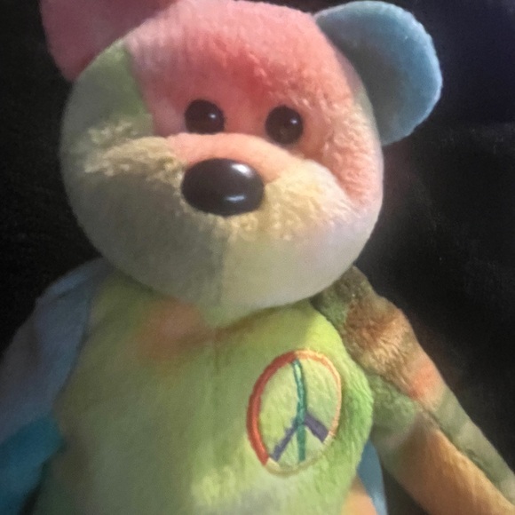 Ty Beanie Baby Peace Bear | No Hang Tag | PVC Pellets. - Picture 2 of 8